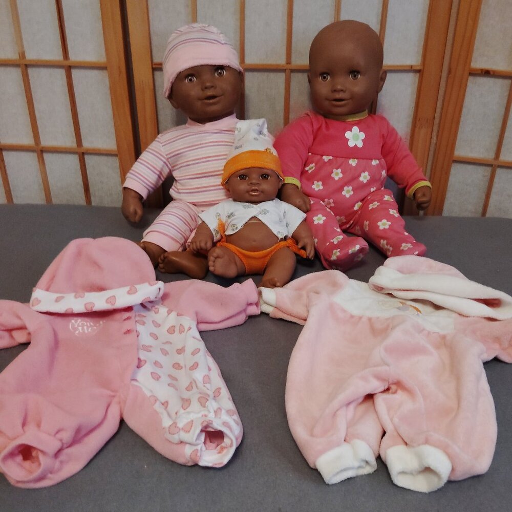 LOT OF 3 DOLLS YOU & ME INTERACTIVE DOLL AFRICAN AMERICAN  16" REALISTIC GIGO 9"